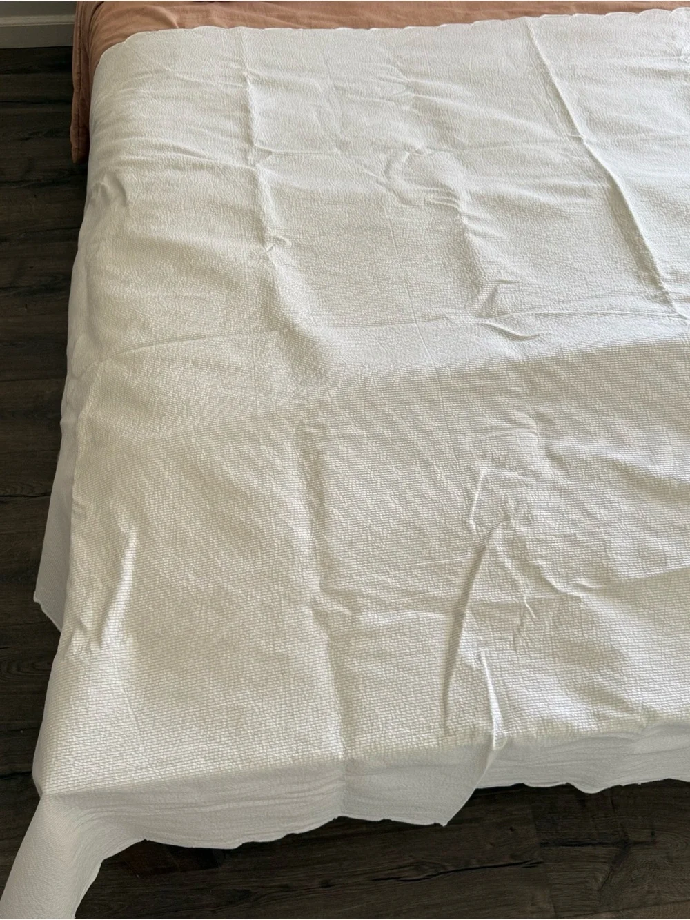 Vintage Ralph Lauren Embossed White Twin Size Sheet Bedspread Scalloped 90s